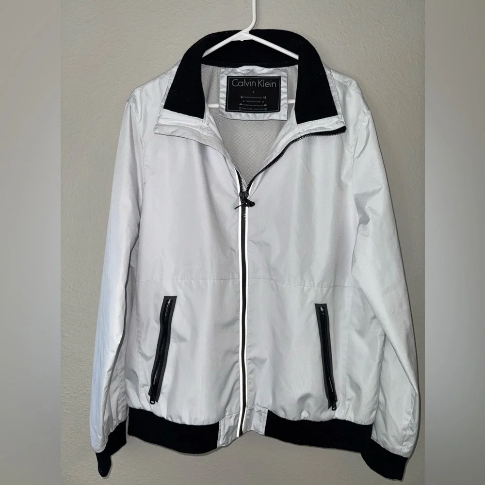 Mens Calvin Klein Ripstop bomber white jacket size Large - Picture 4 of 8